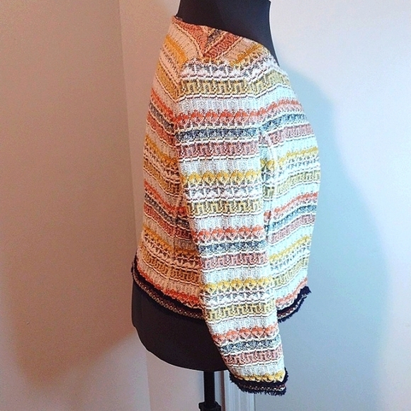 Zara Trafaluc Cardigan Tweed Multicolor Jacket Size M - Picture 4 of 7